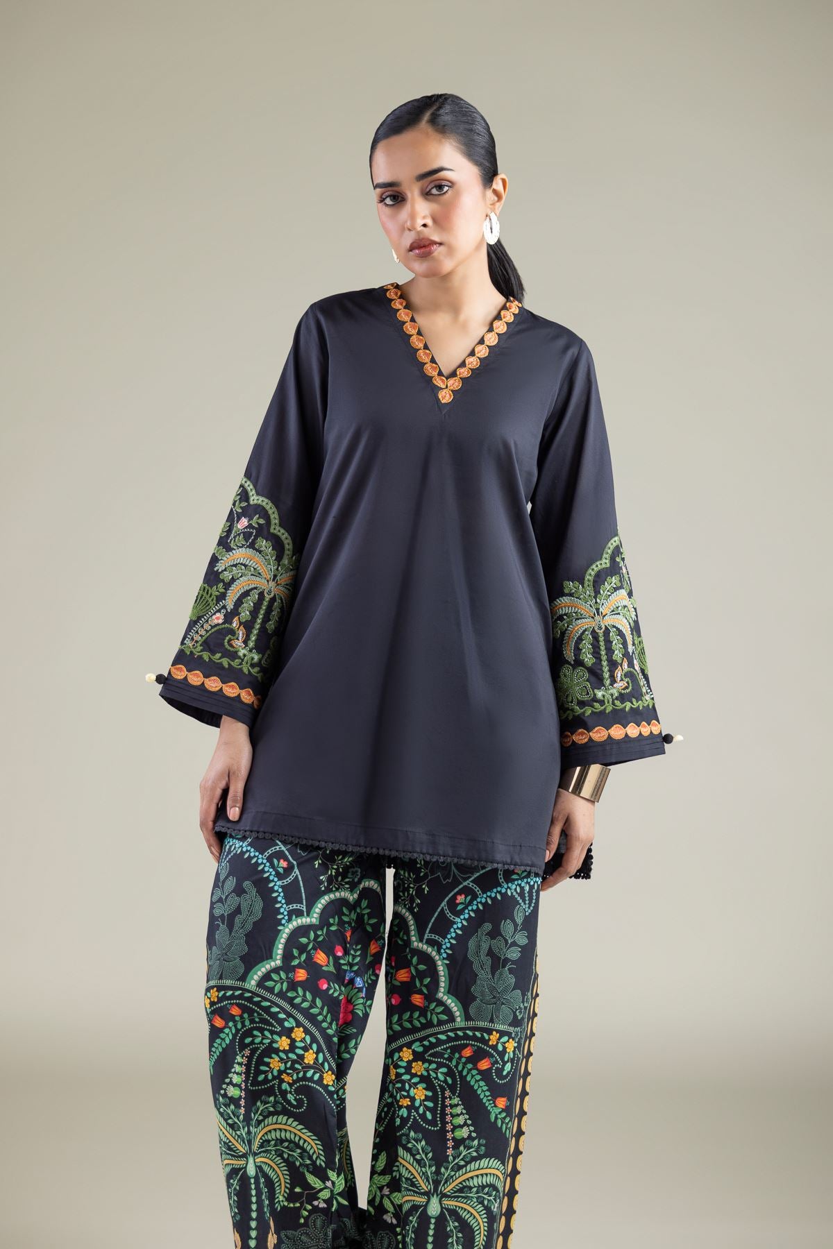 Black Cambric Kurta