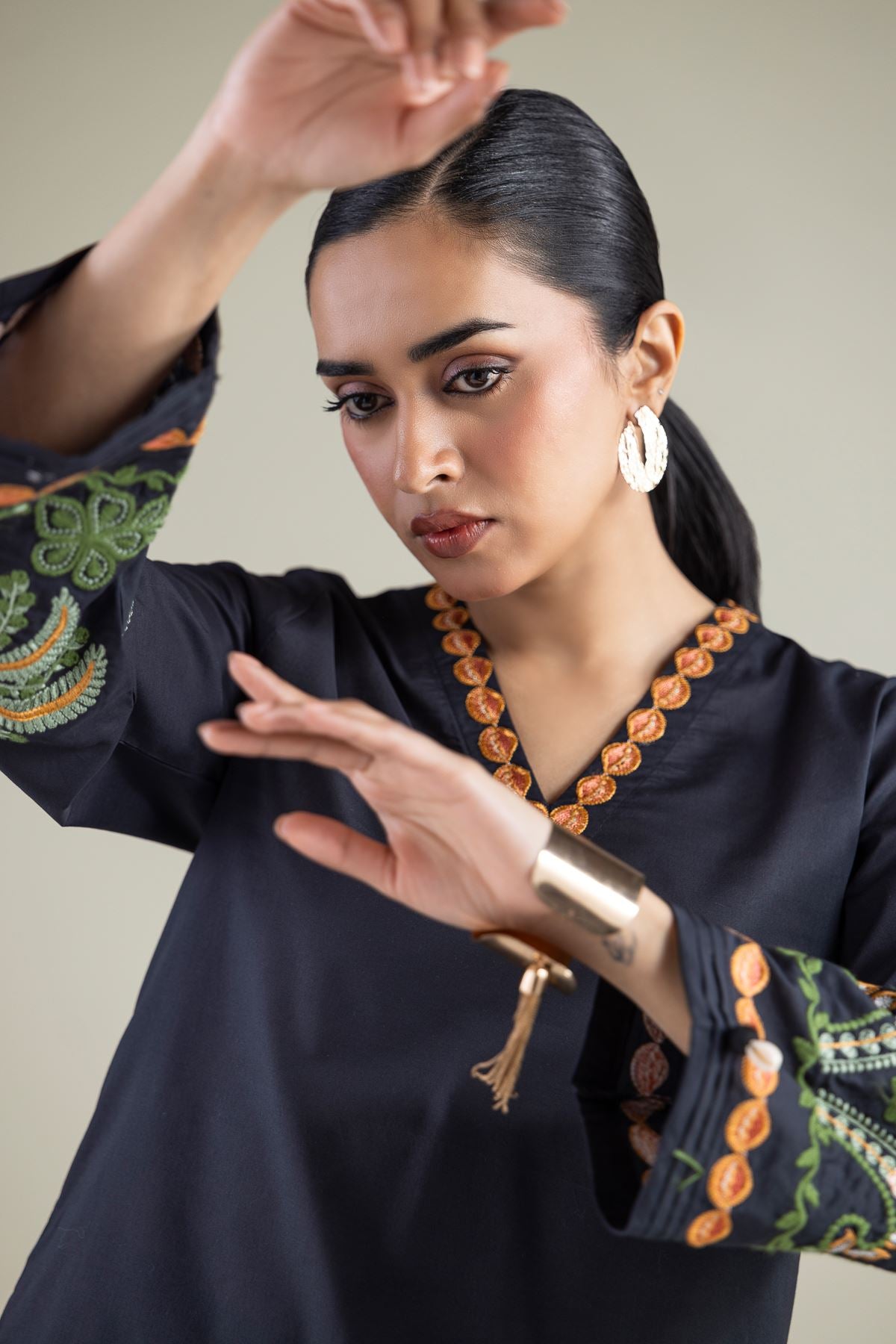 Black Cambric Kurta