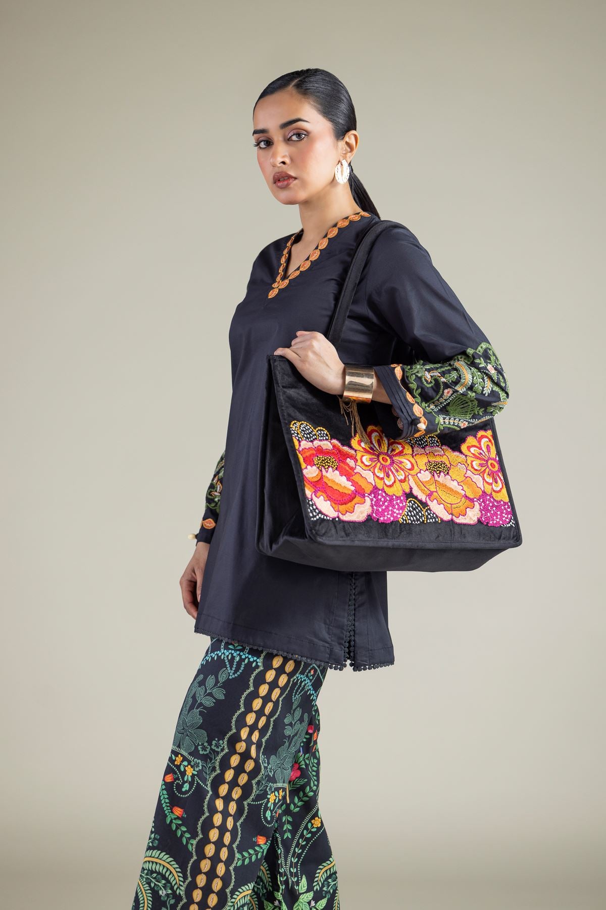 Black Cambric Kurta