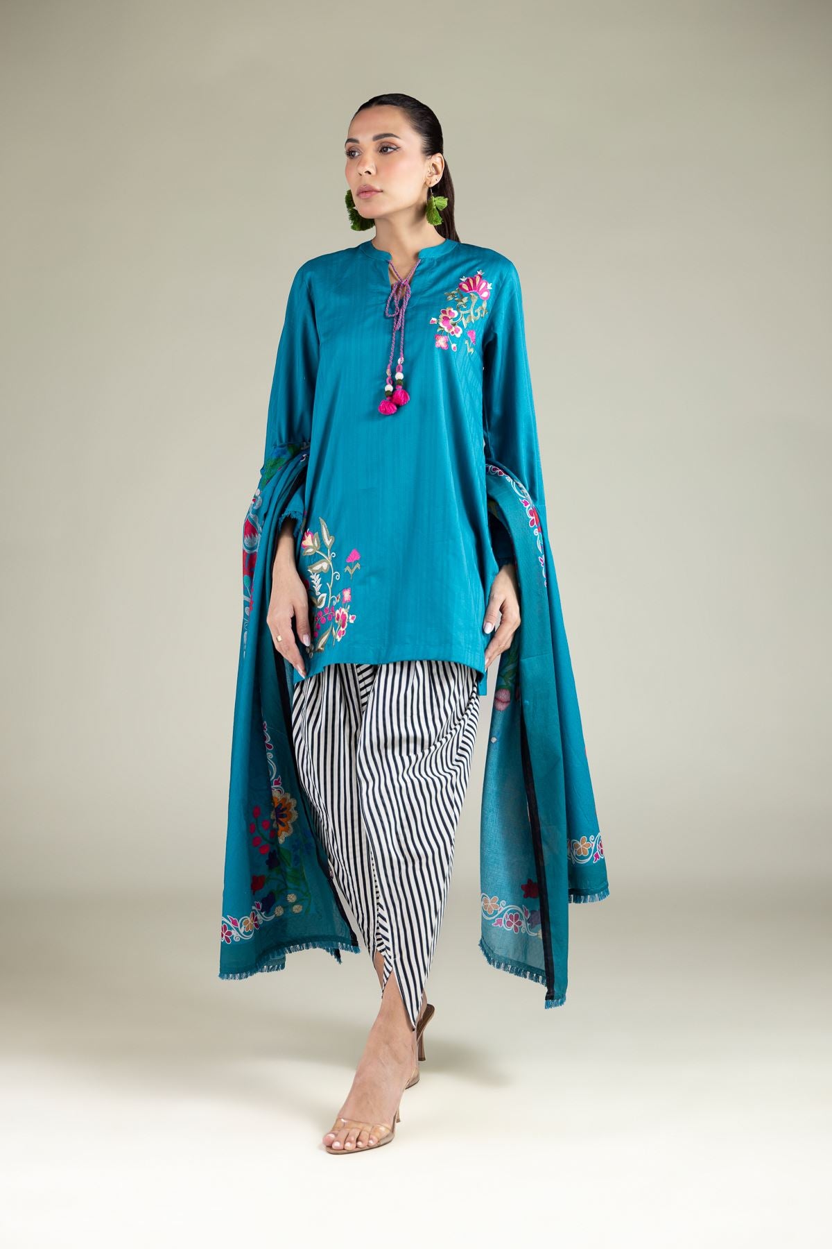 Floral Fringe Dupatta
