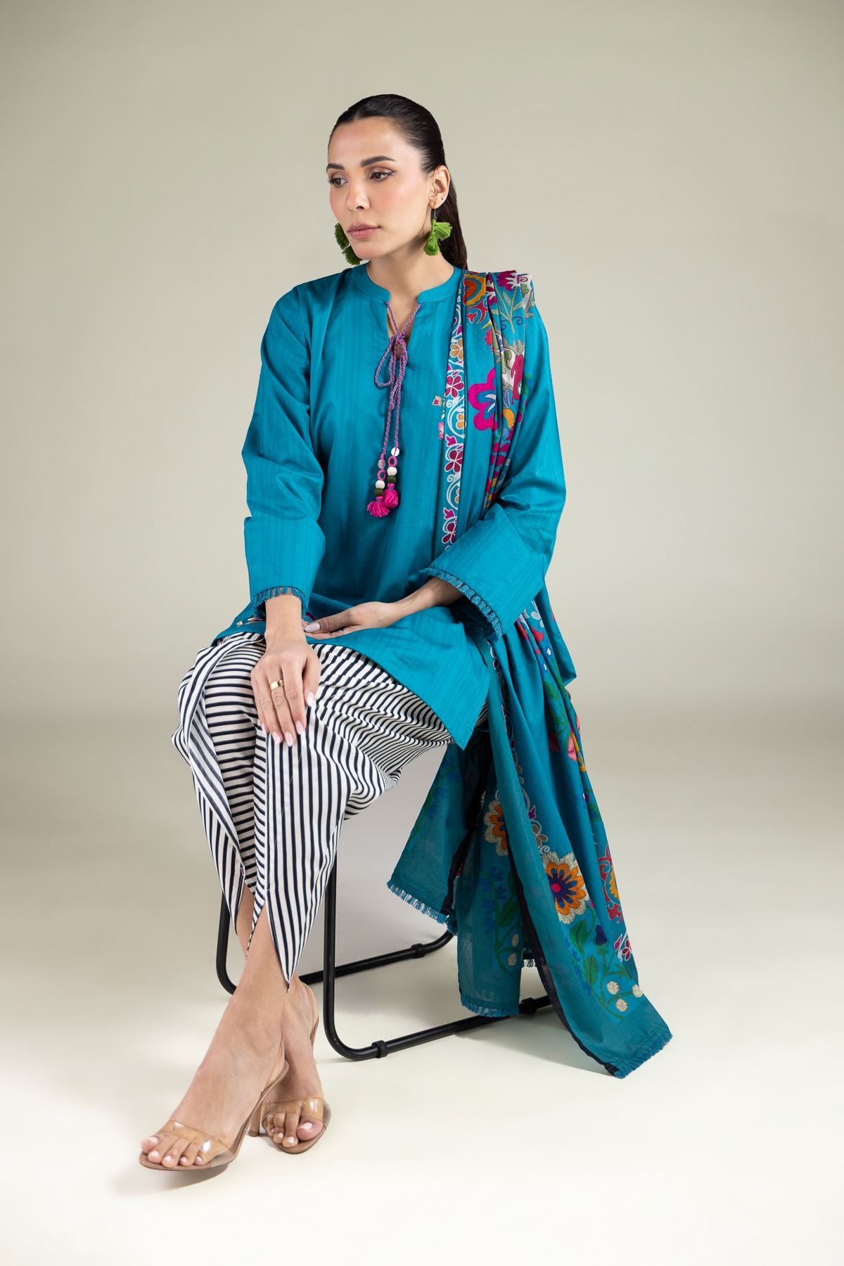 Floral Fringe Dupatta