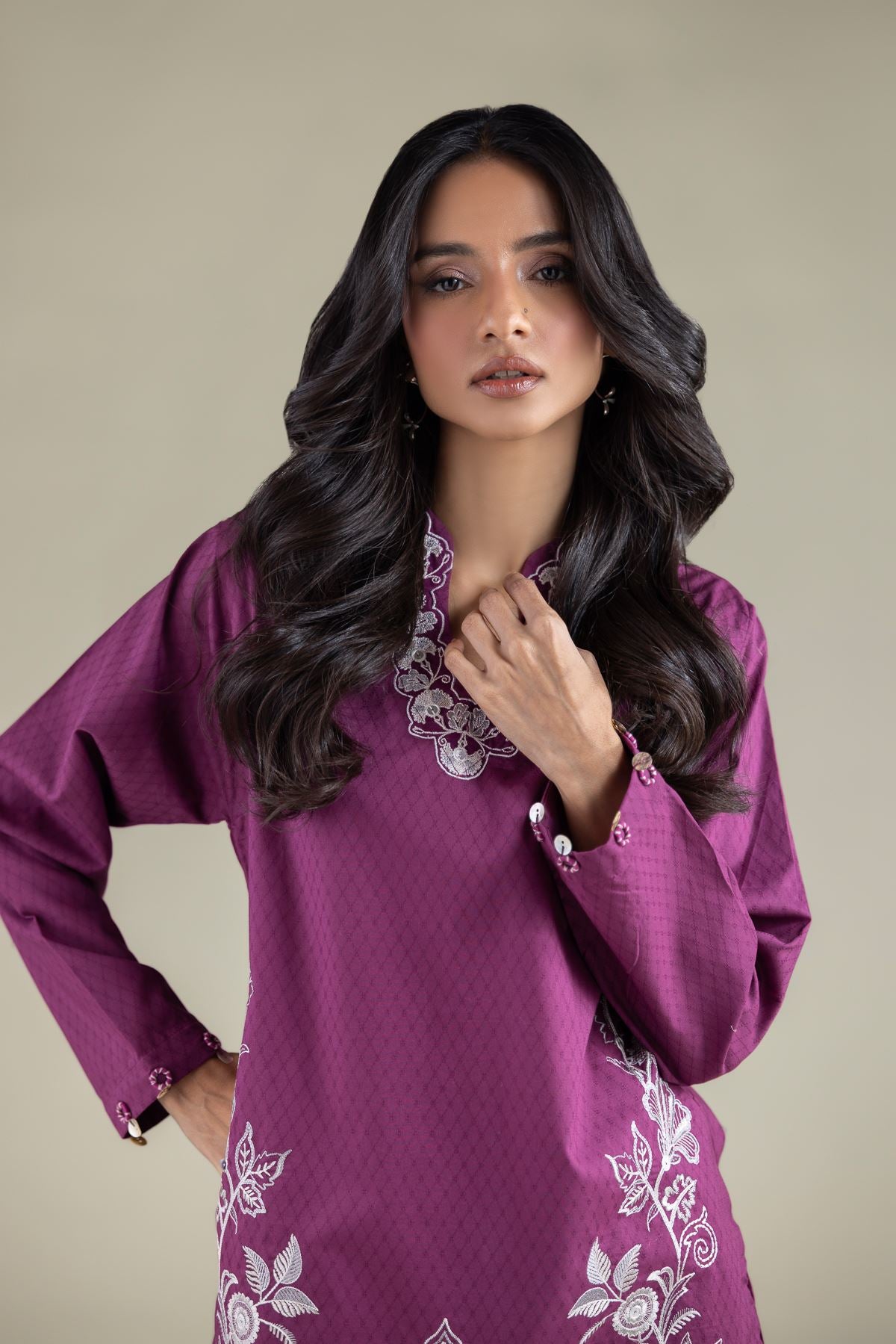 Floral V-Neck Kurta
