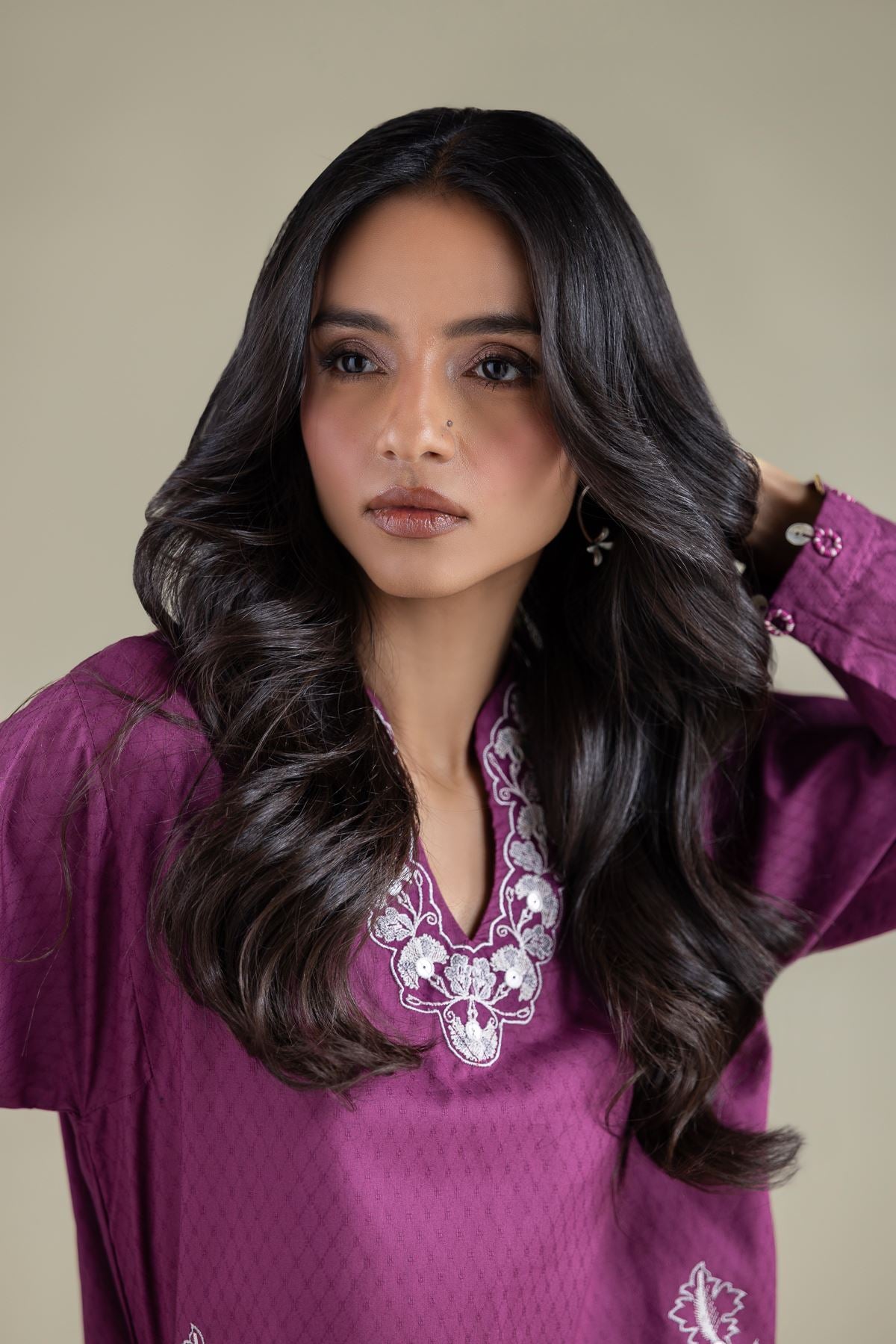 Floral V-Neck Kurta