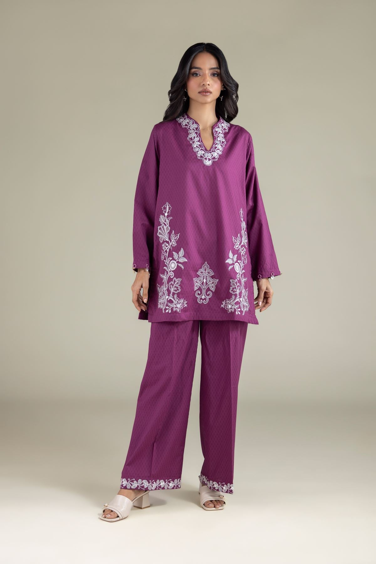 Floral V-Neck Kurta