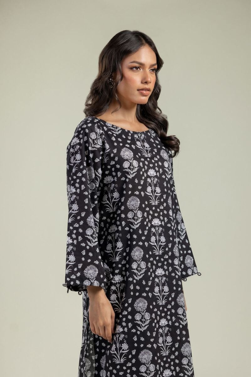 Black Floral Kurta