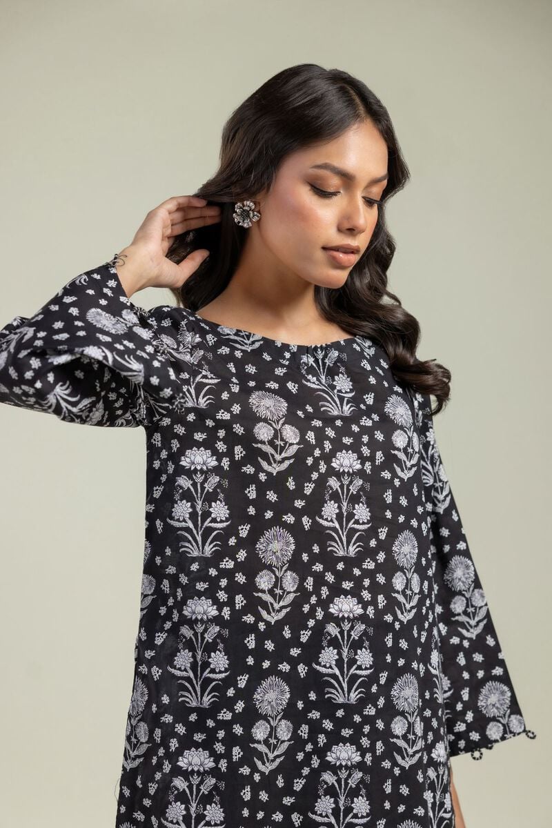 Black Floral Kurta