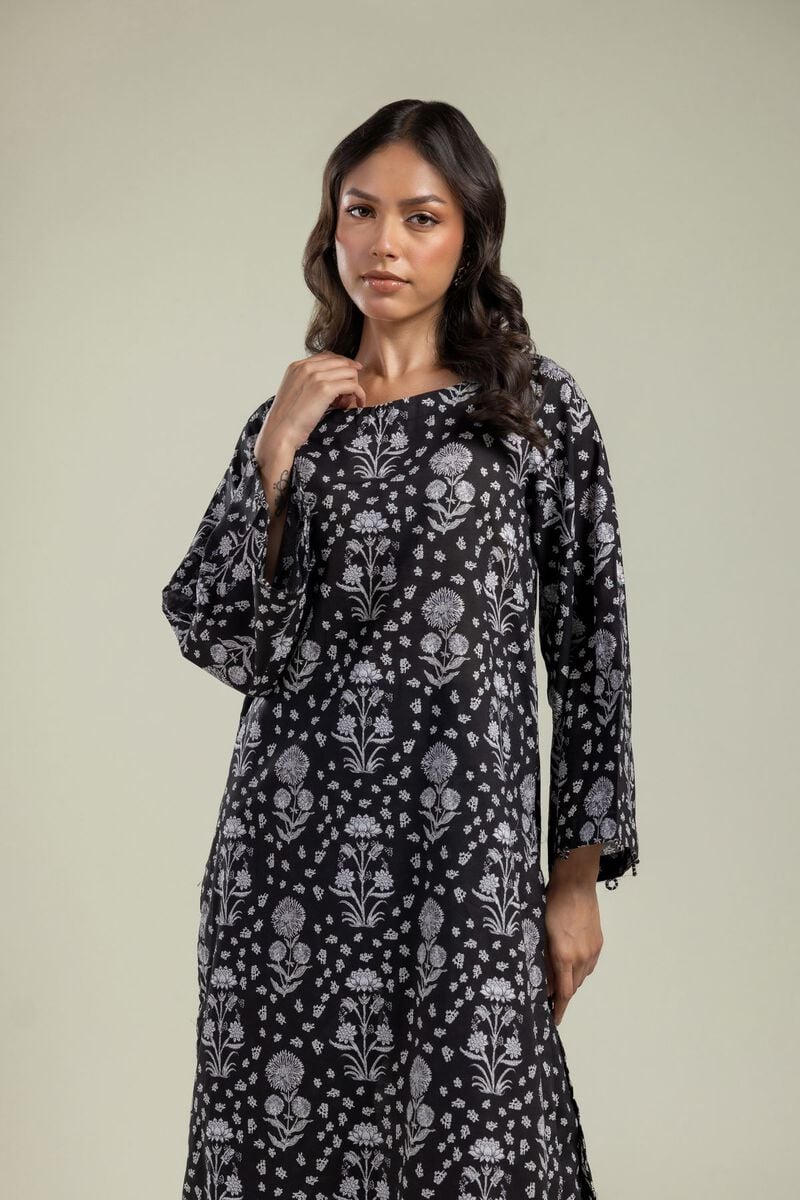 Black Floral Kurta
