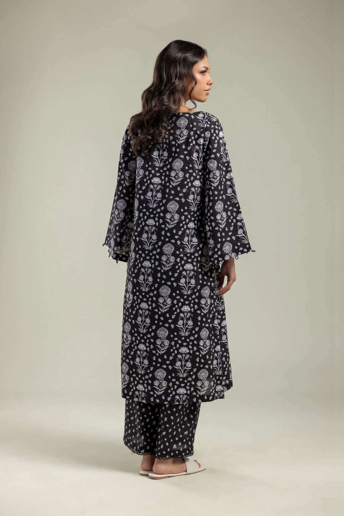 Black Floral Kurta