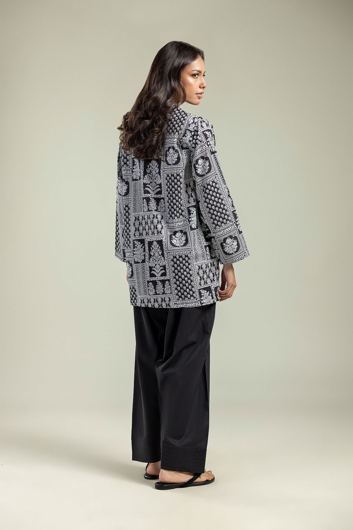 Black Floral Kurta