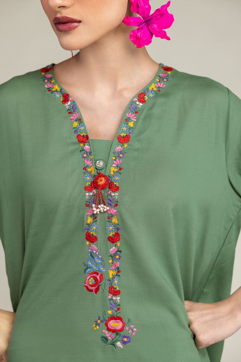 Green Floral Kurta