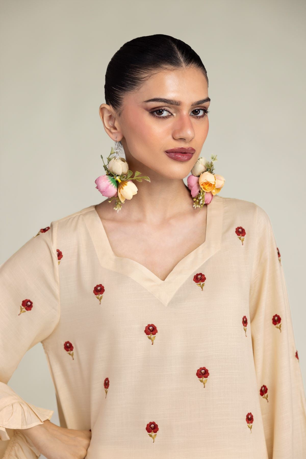 Floral Silk Kurta