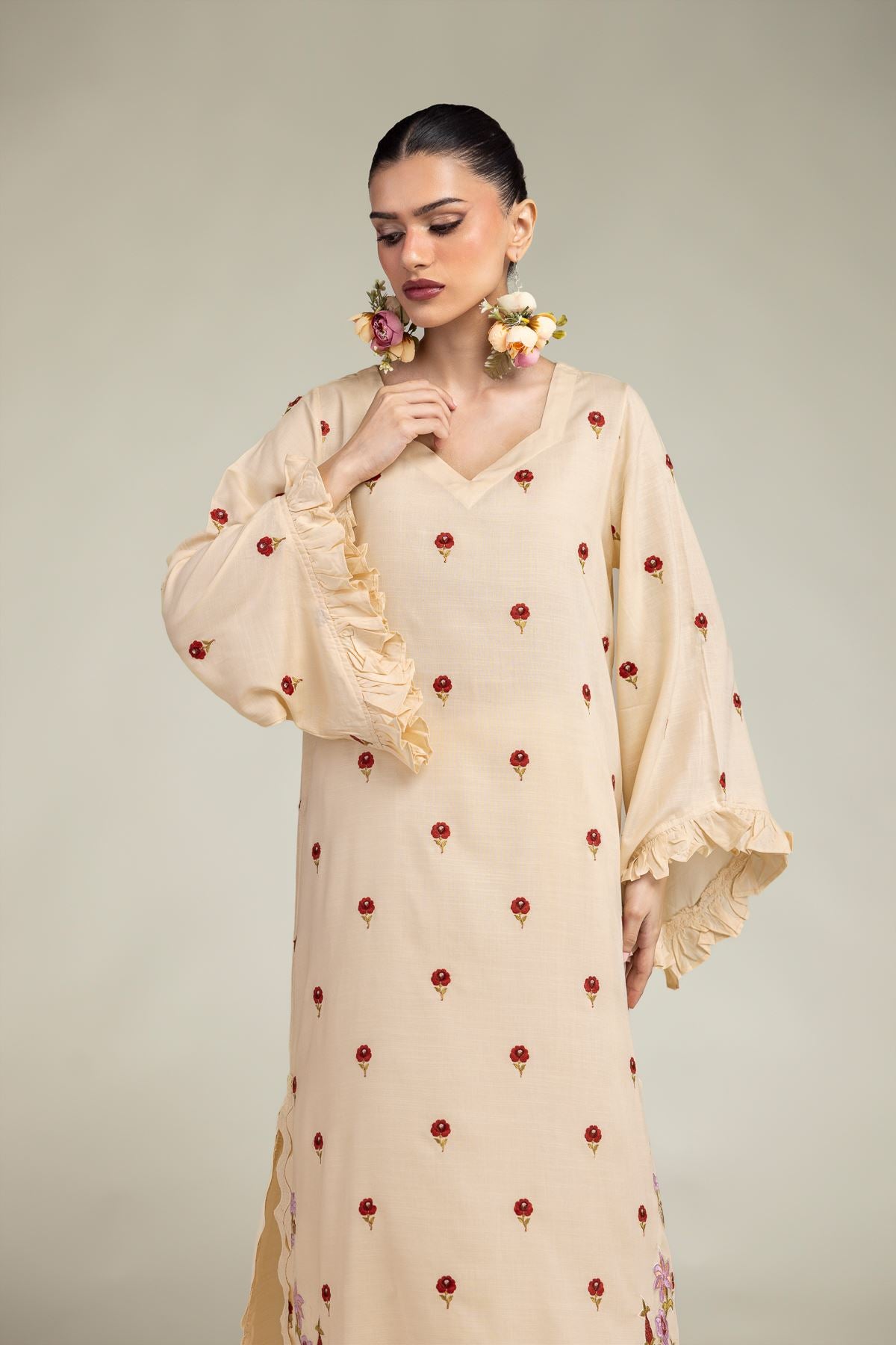 Floral Silk Kurta
