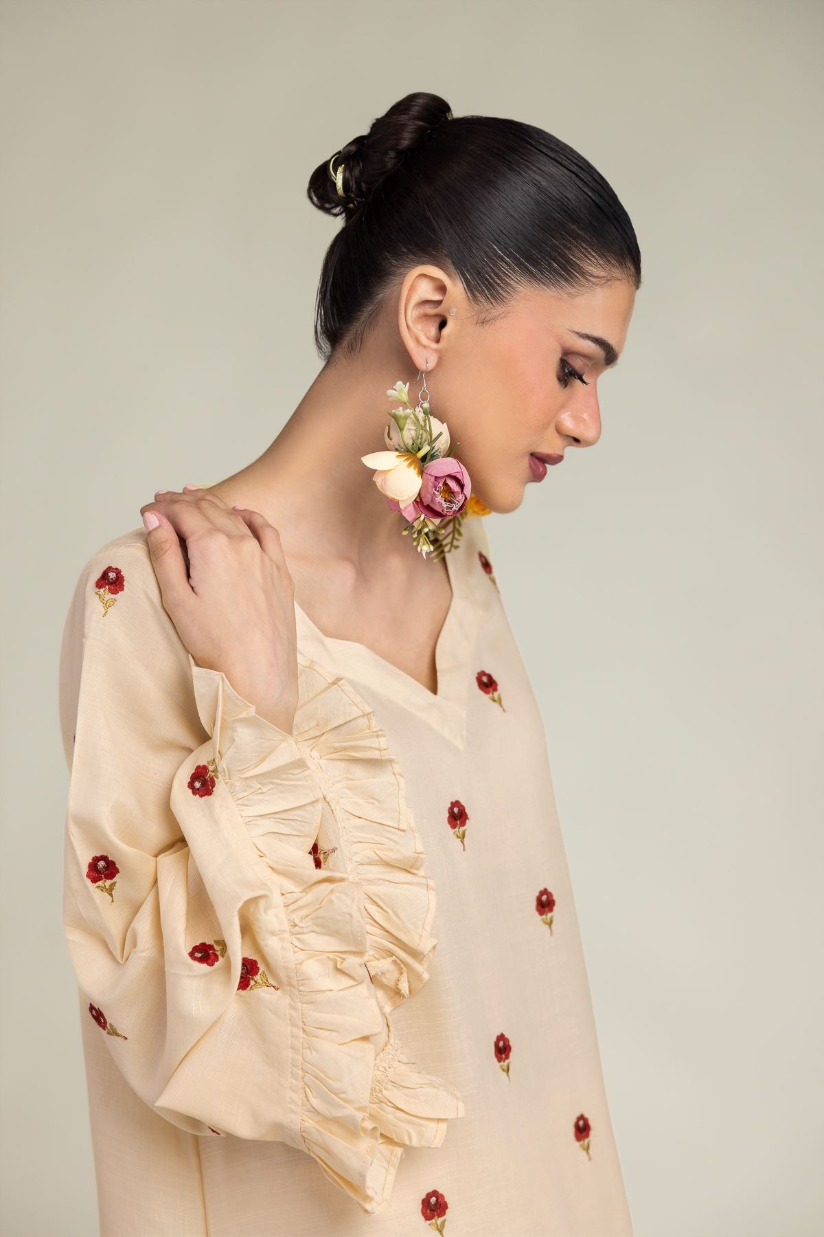 Floral Silk Kurta