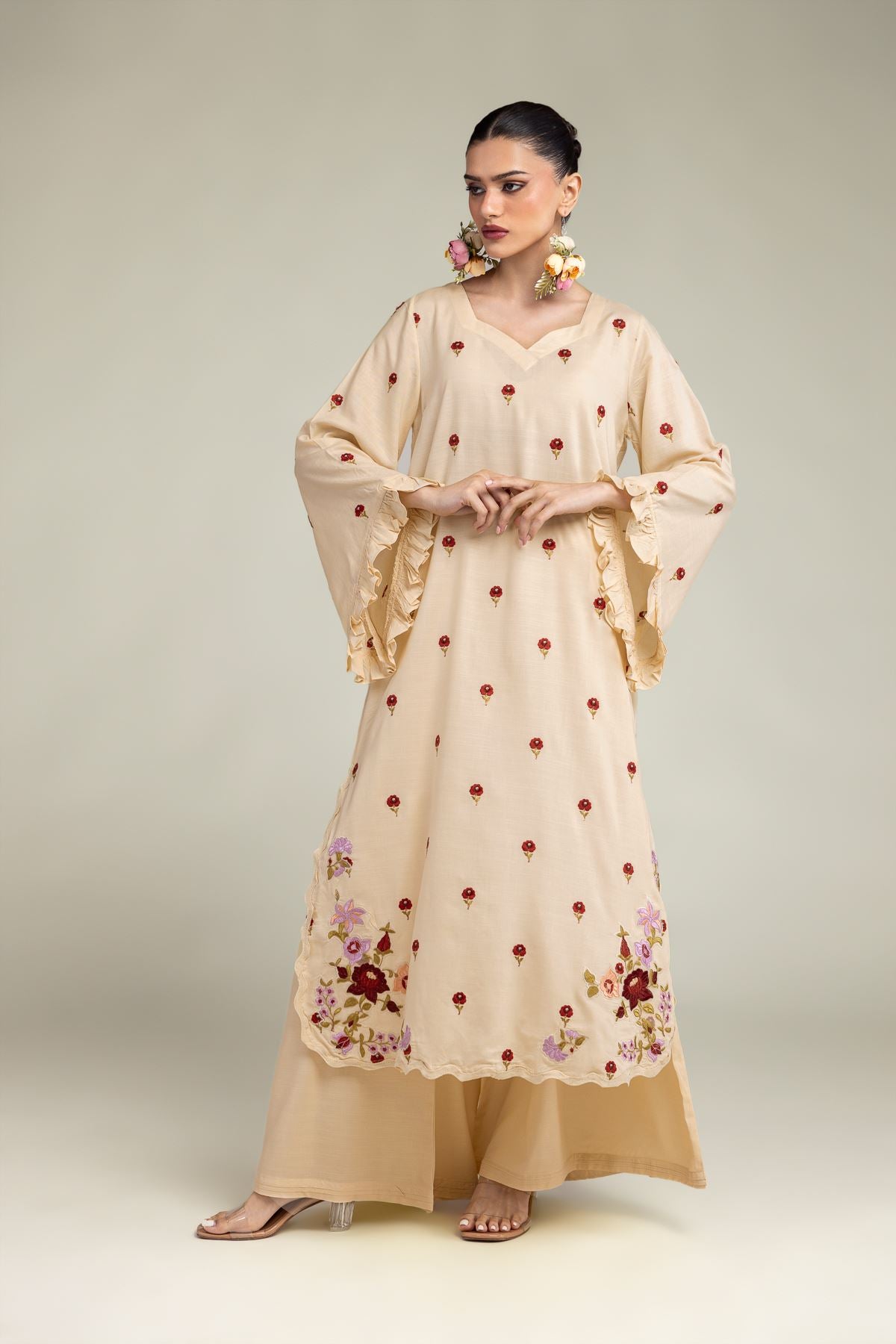 Floral Silk Kurta