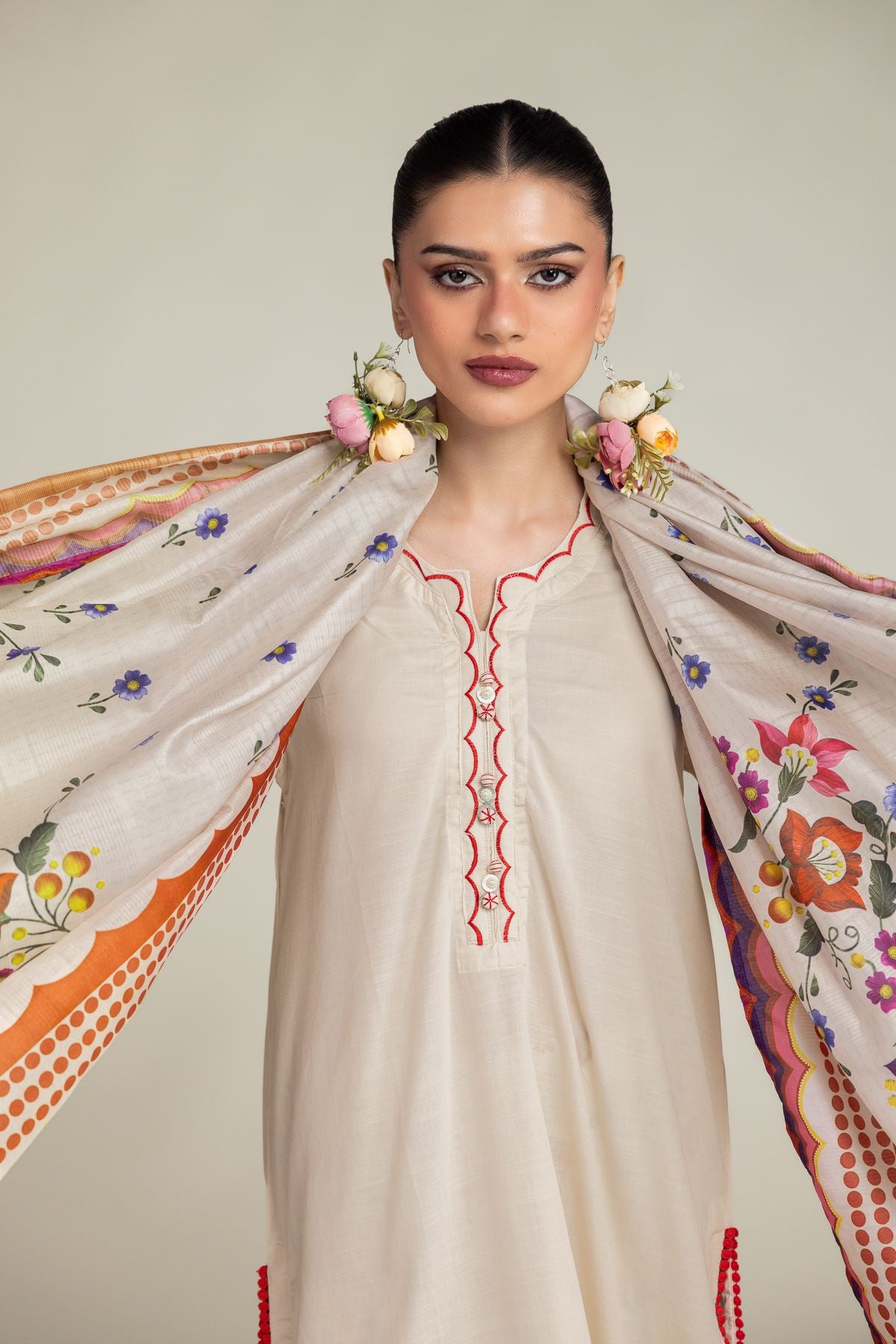 Floral Silk Dupatta