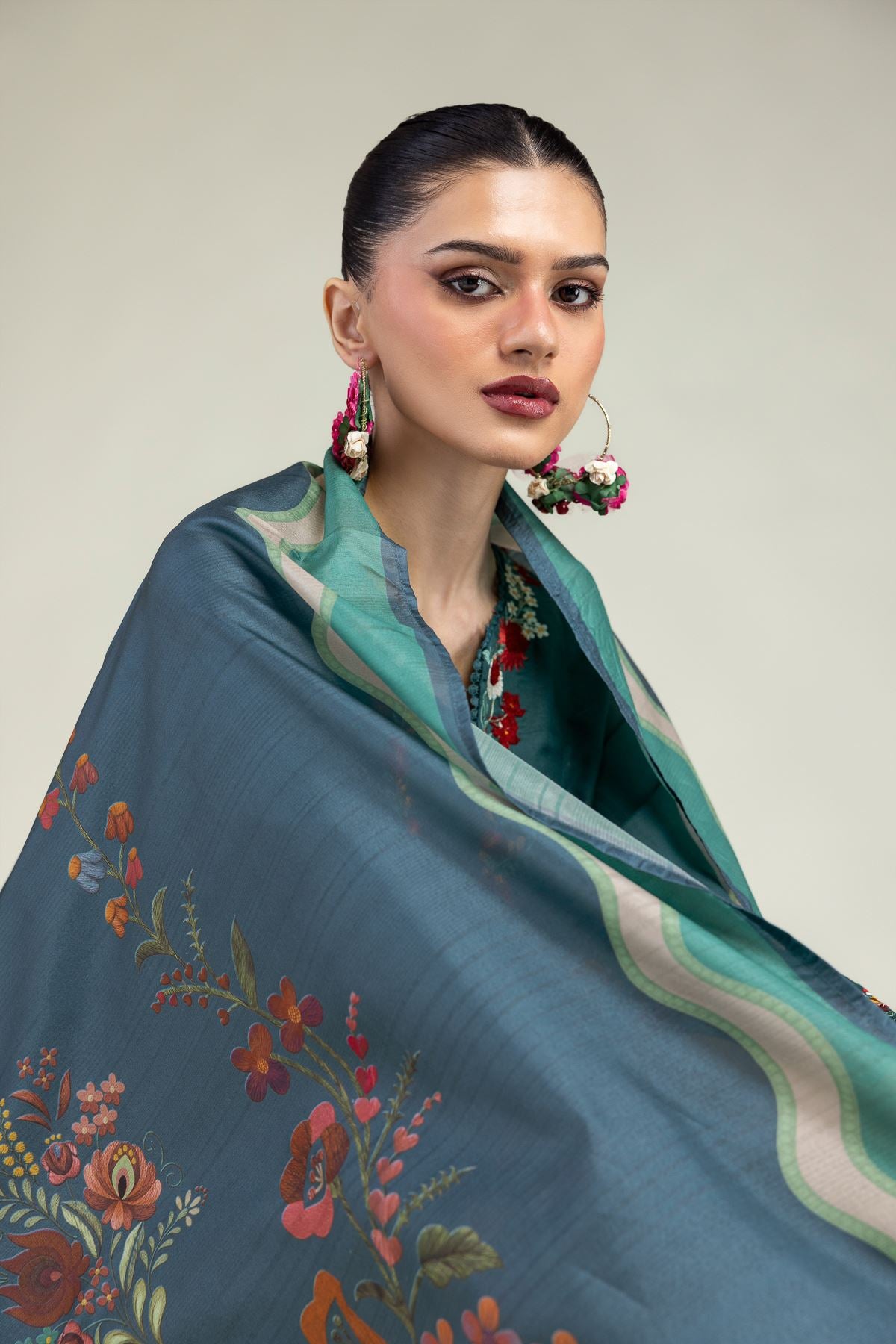 Floral Silk Dupatta