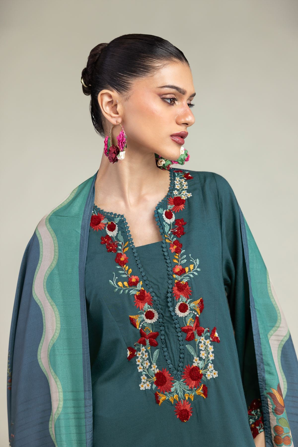 Floral Silk Dupatta