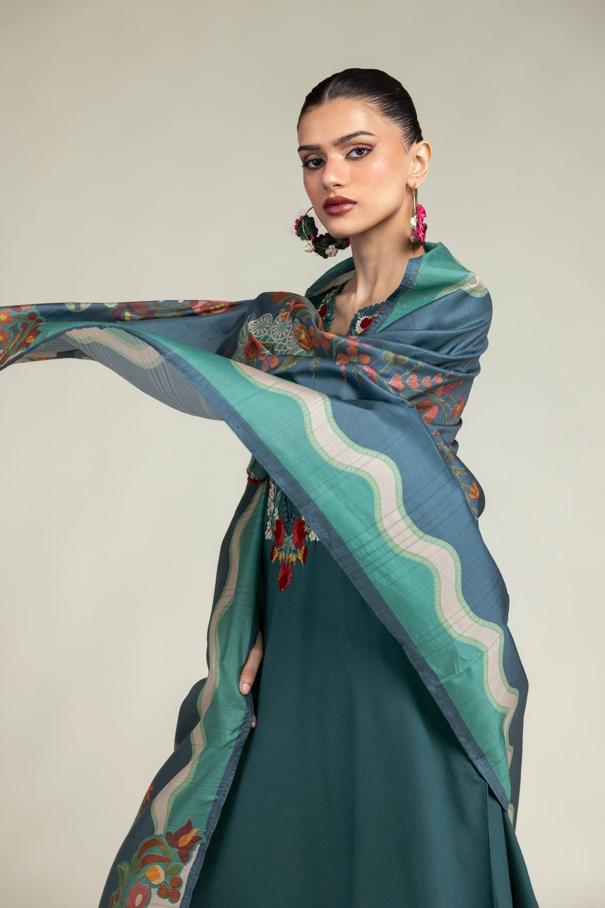 Floral Silk Dupatta