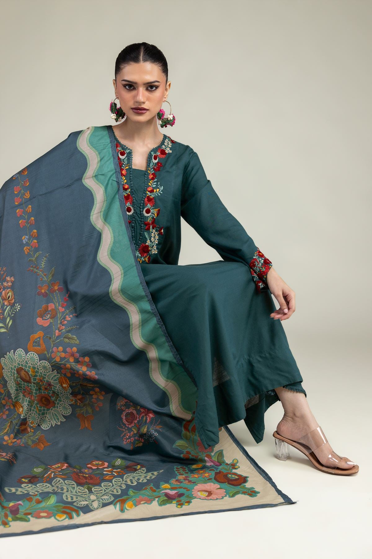 Floral Silk Dupatta