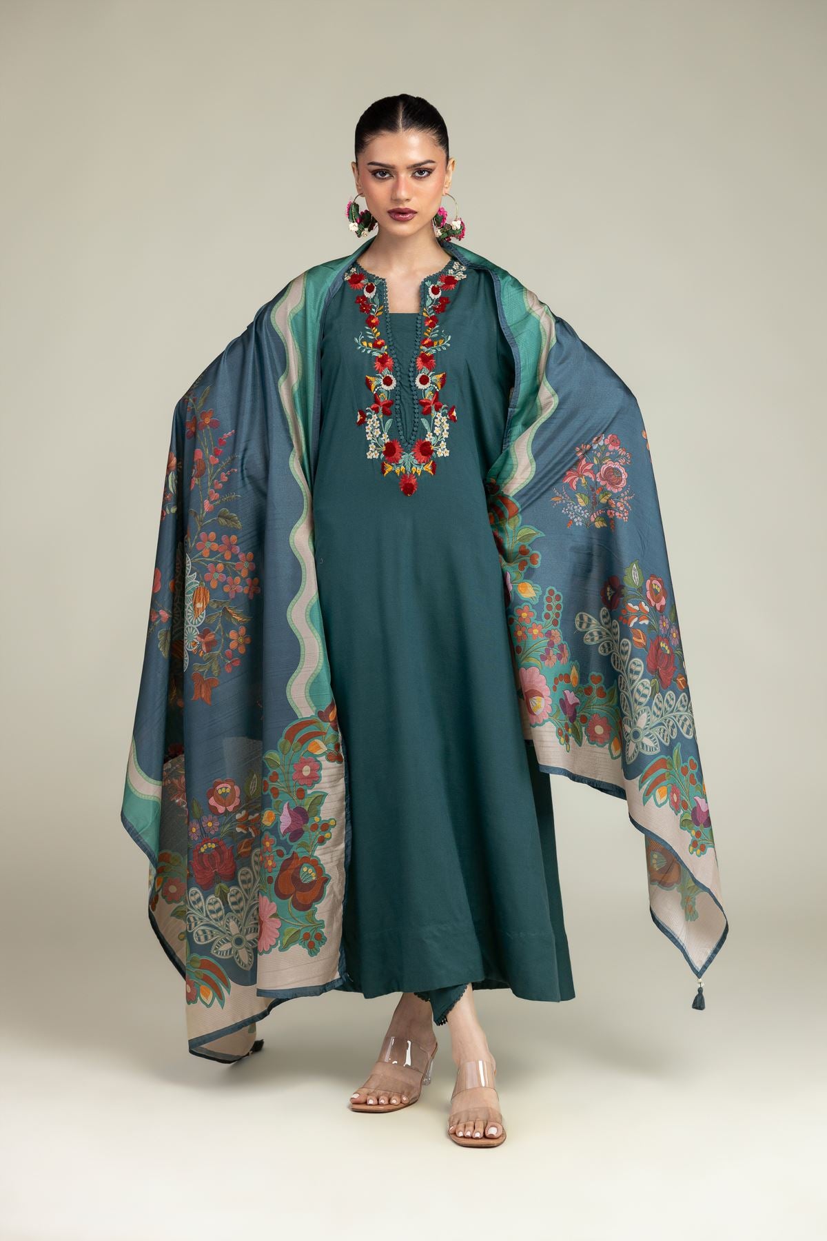 Floral Silk Dupatta