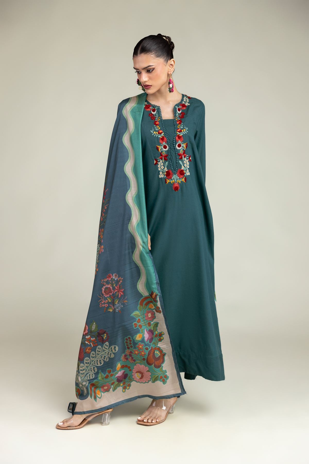 Floral Silk Dupatta
