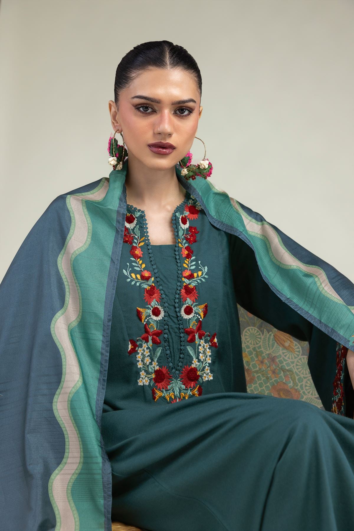 Floral Silk Dupatta