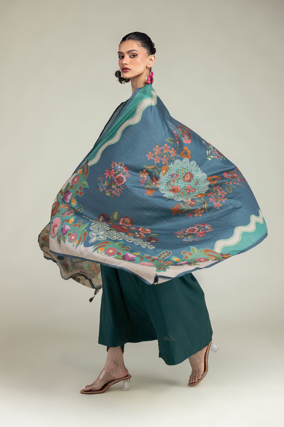 Floral Silk Dupatta