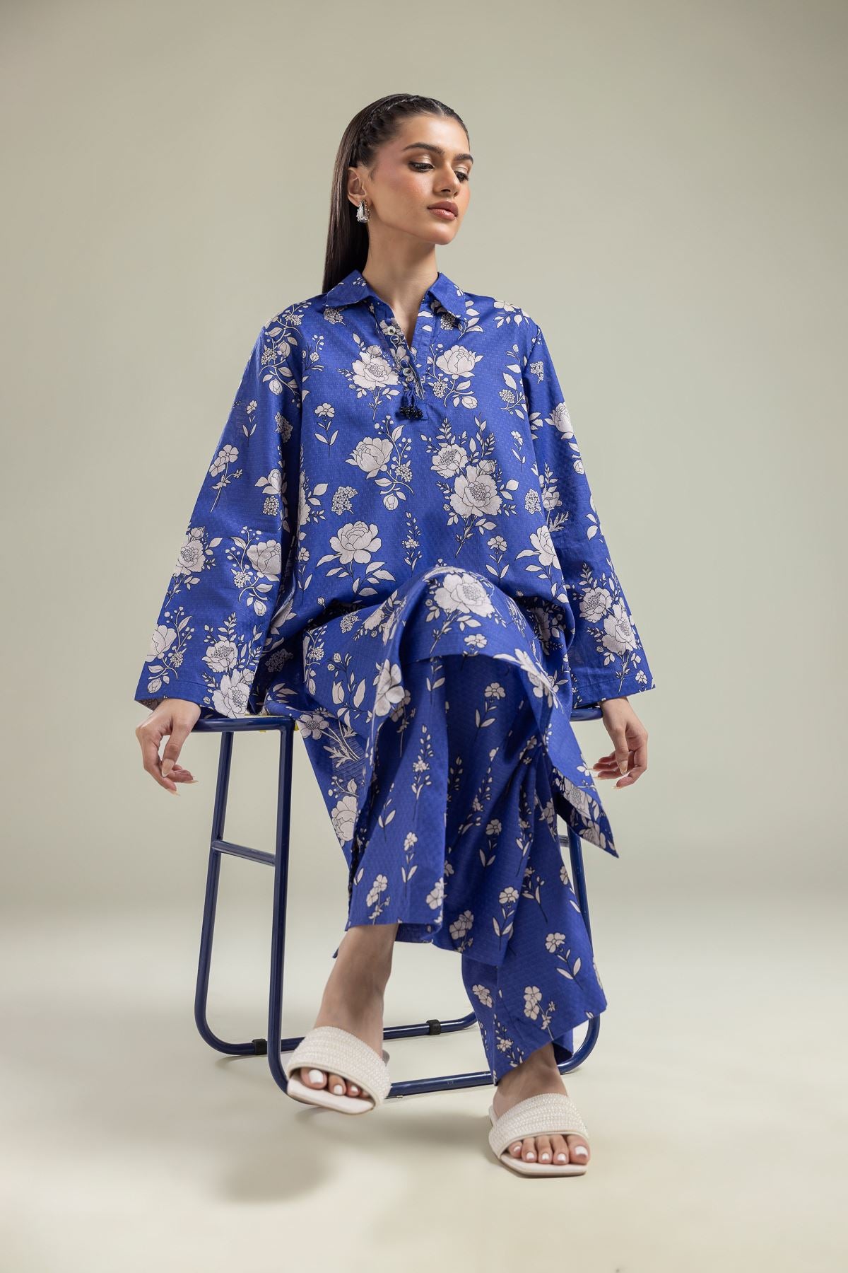 Floral Blue Kurta