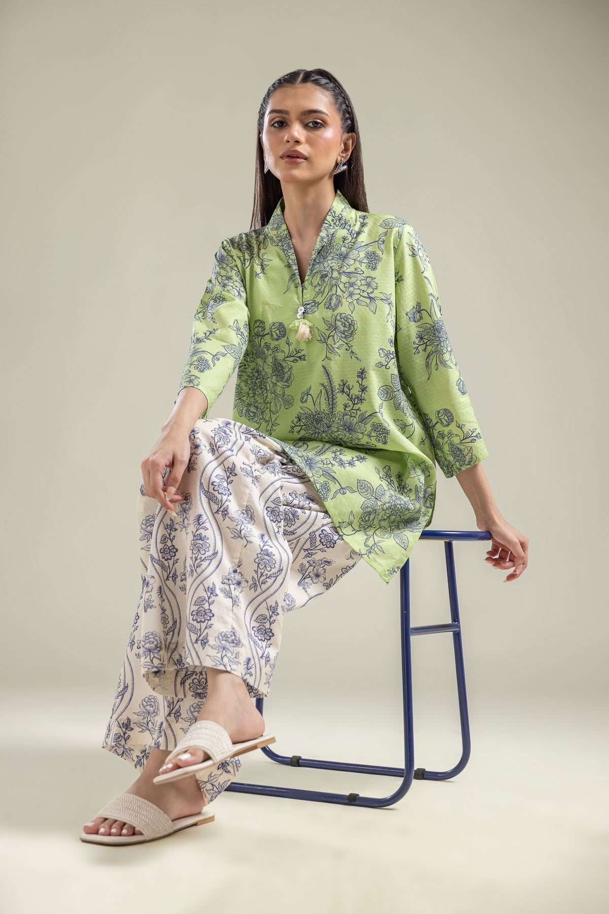 Green Floral Kurta