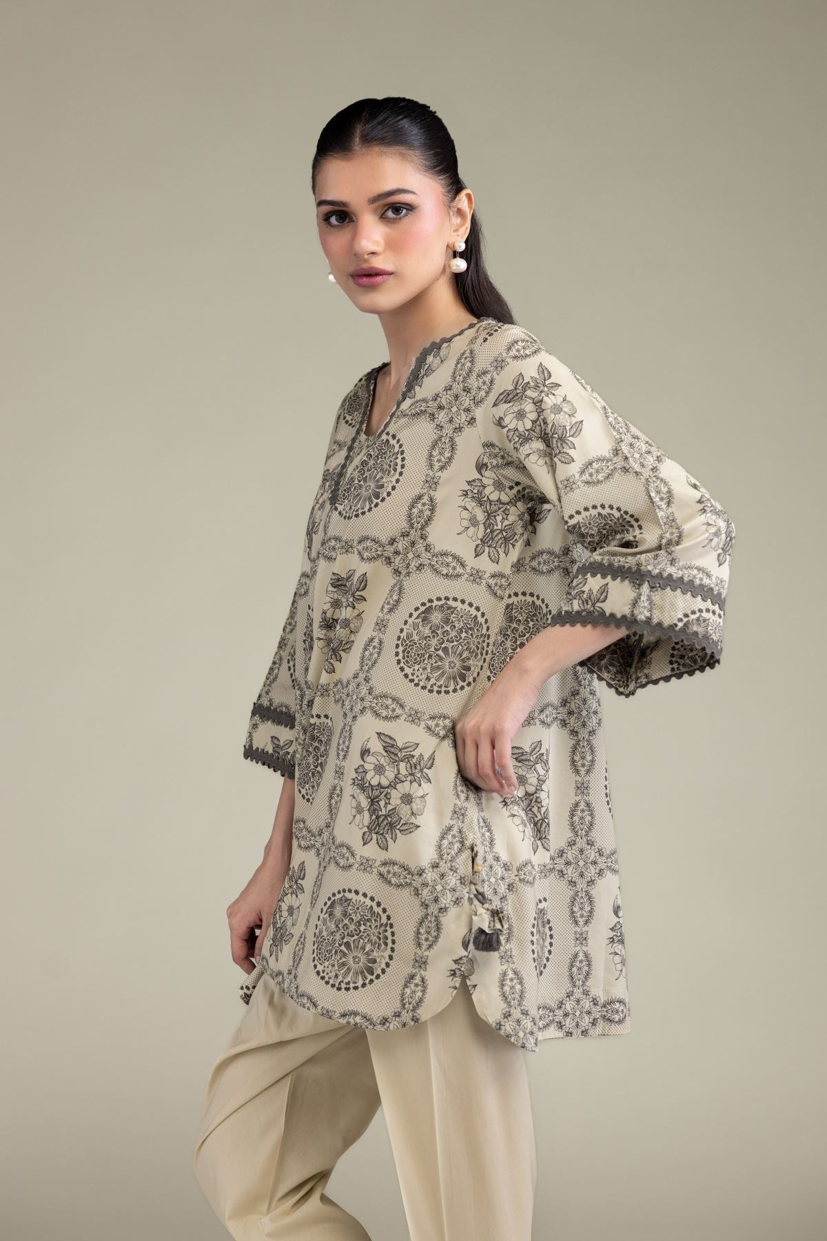 Short Floral Kurta