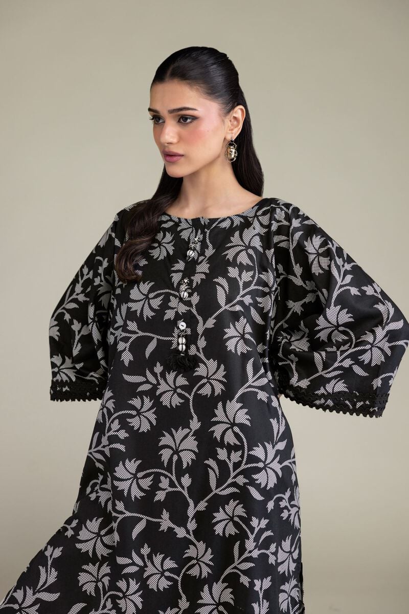 Black Floral Kurta