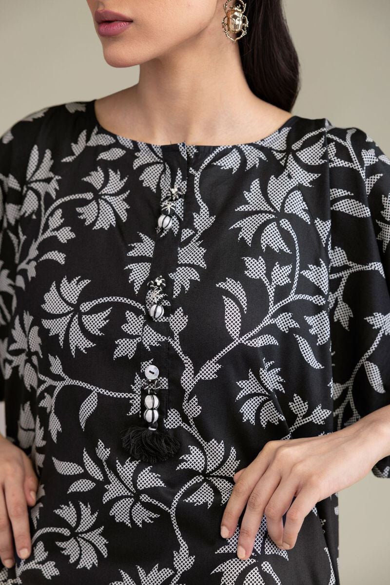 Black Floral Kurta