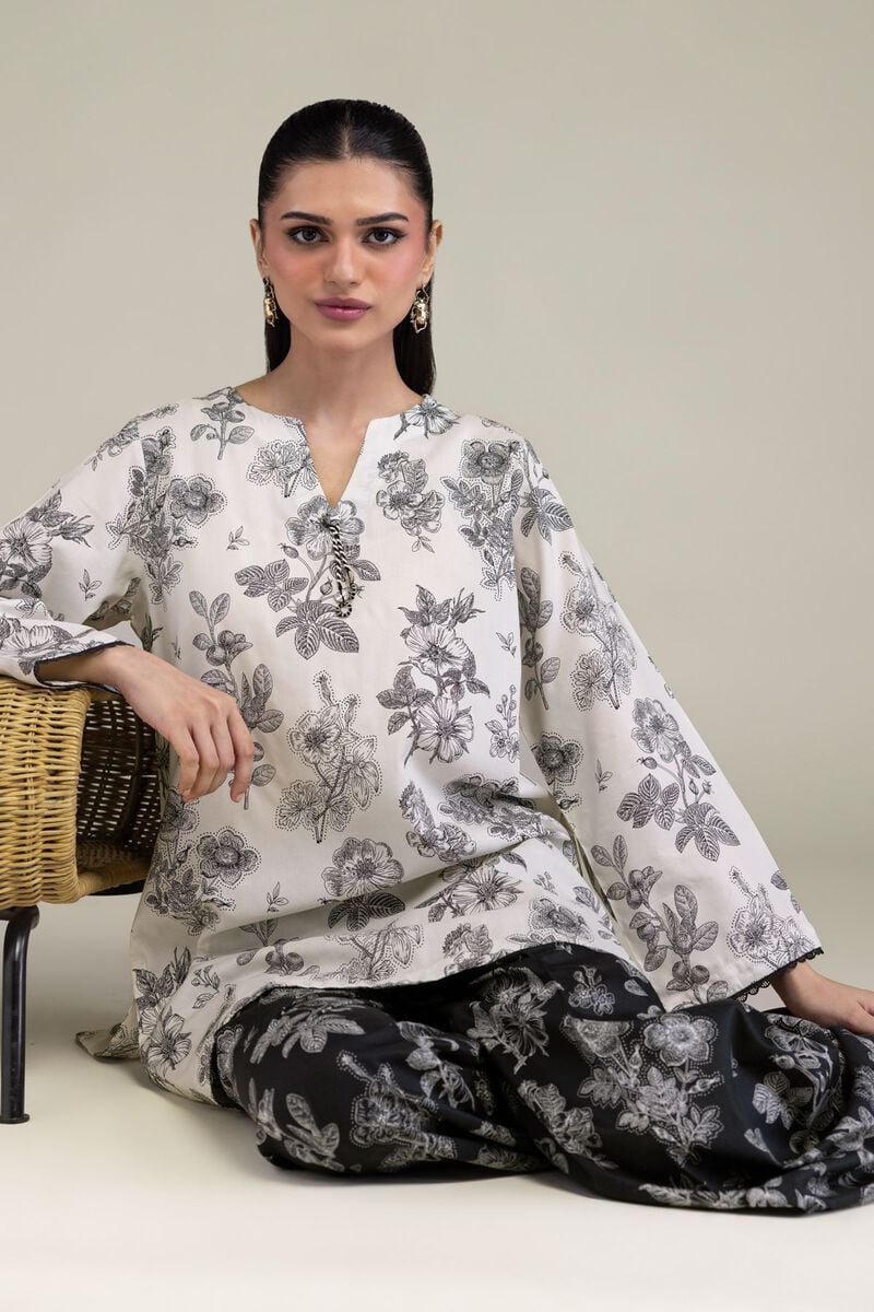 Floral V-Neck Kurta