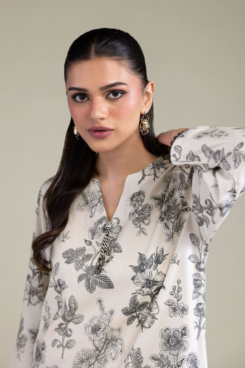 Floral V-Neck Kurta
