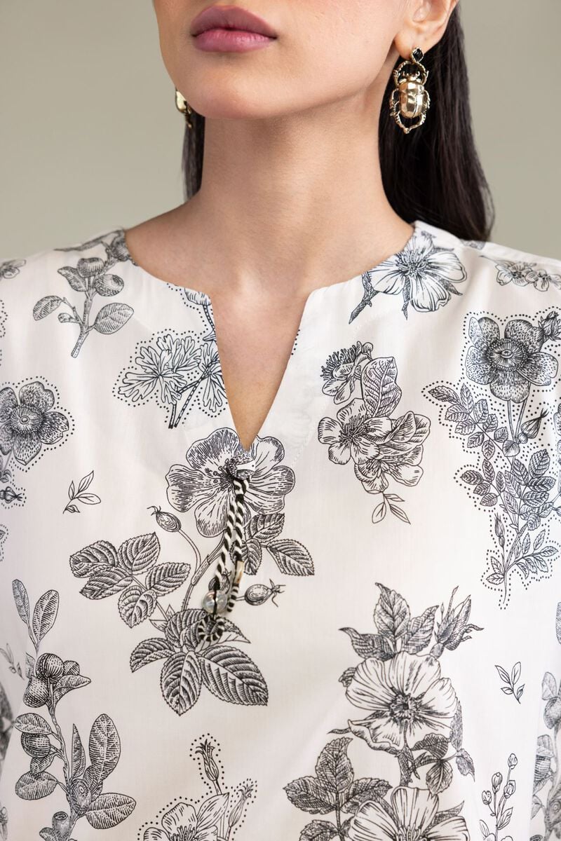 Floral V-Neck Kurta