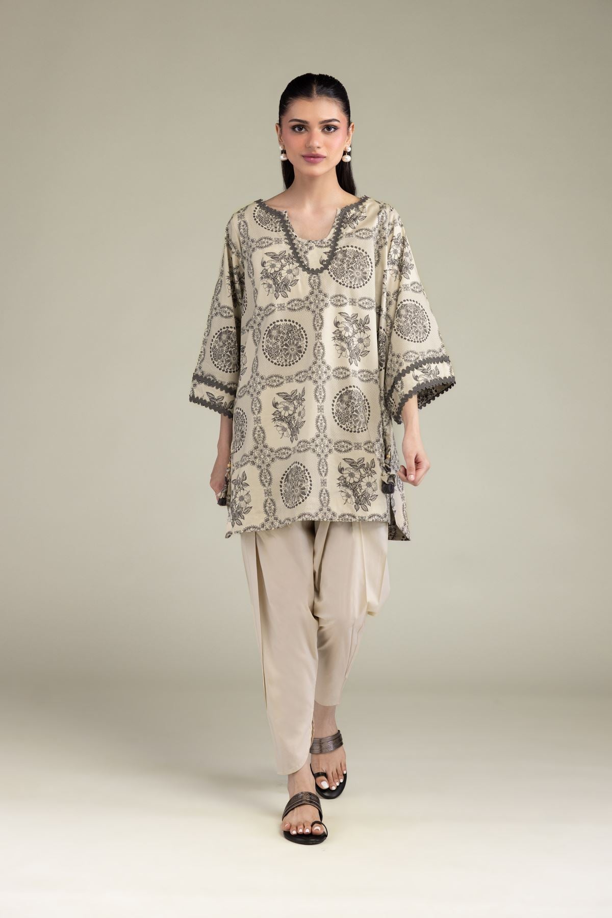 Beige Solid Shalwar