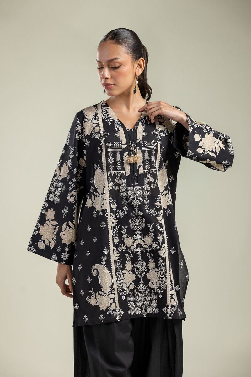 Floral Black Kurta