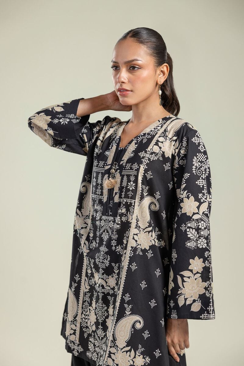 Floral Black Kurta