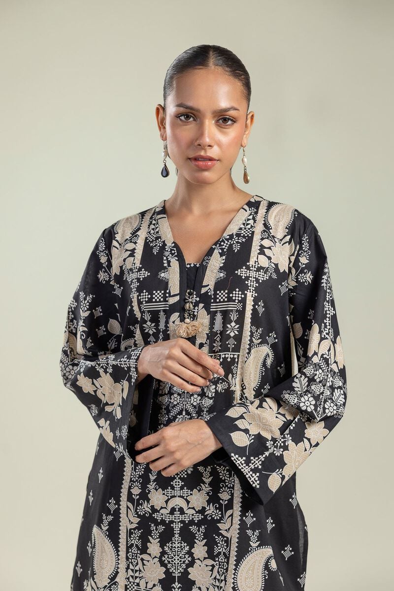 Floral Black Kurta
