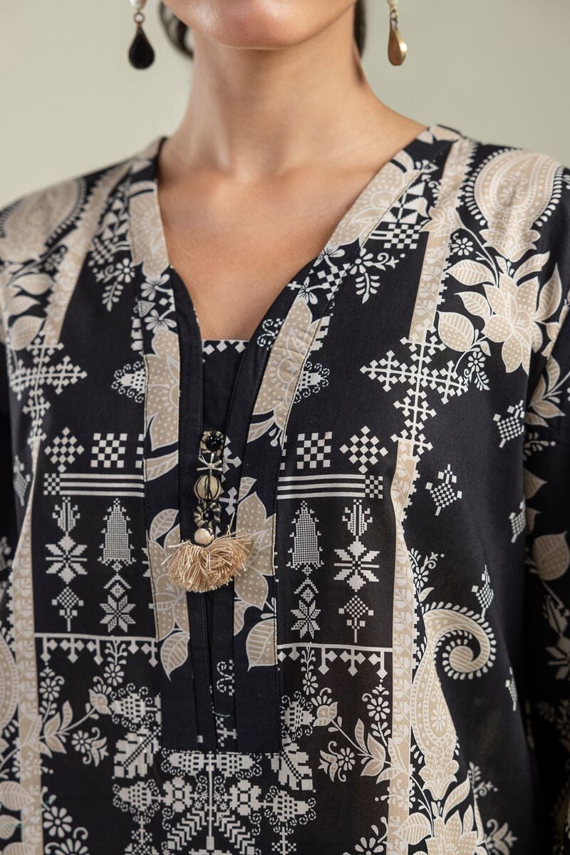 Floral Black Kurta