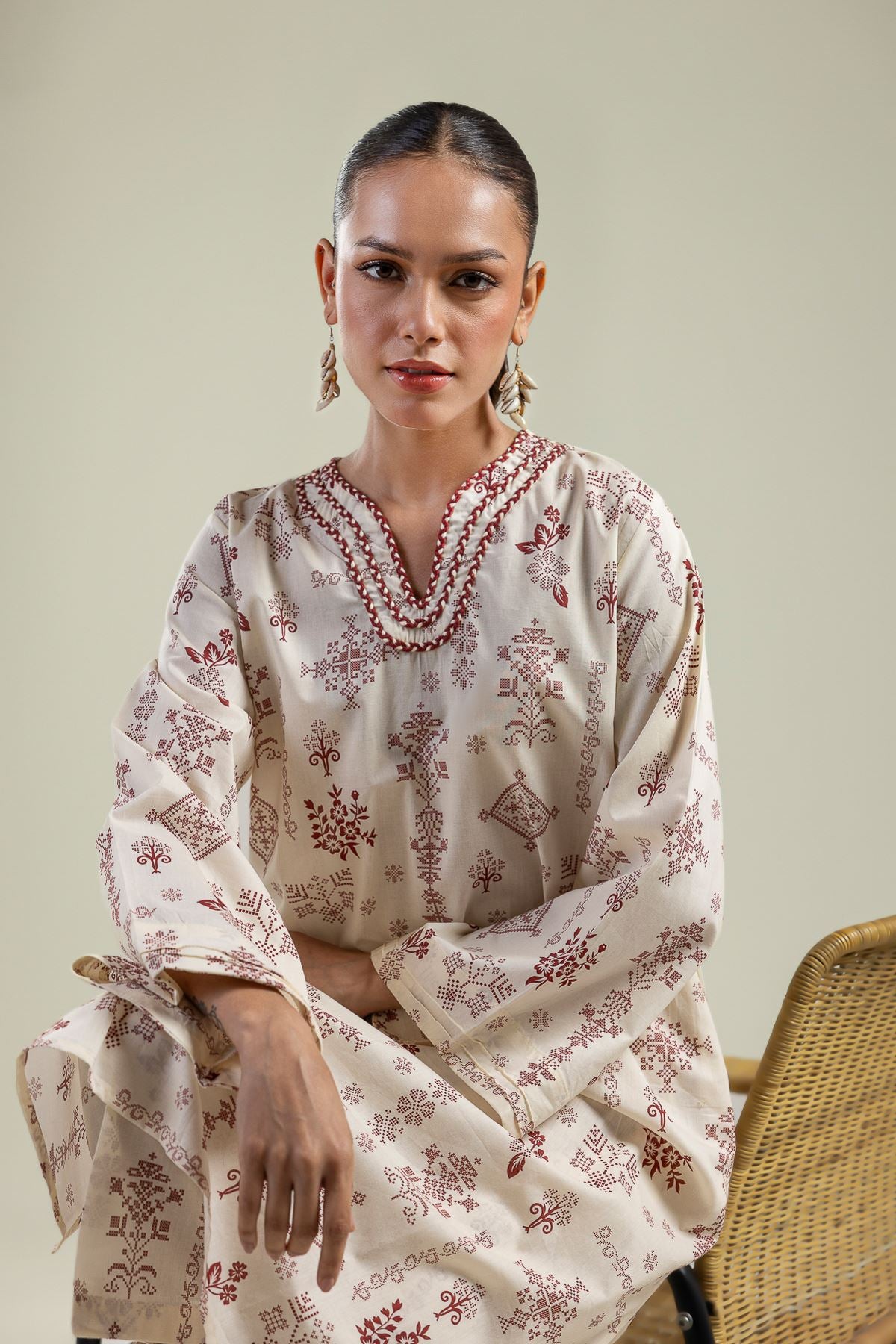 Long Floral Kurta