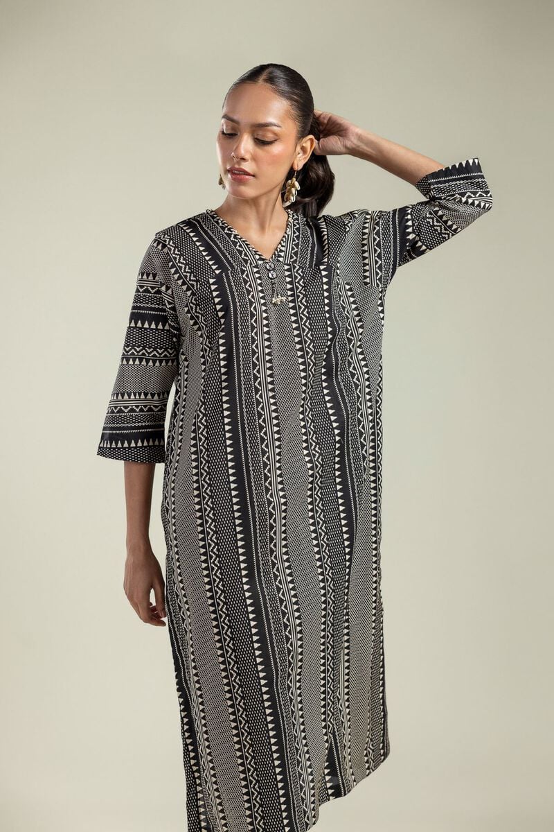 Black V-Neck Kurta