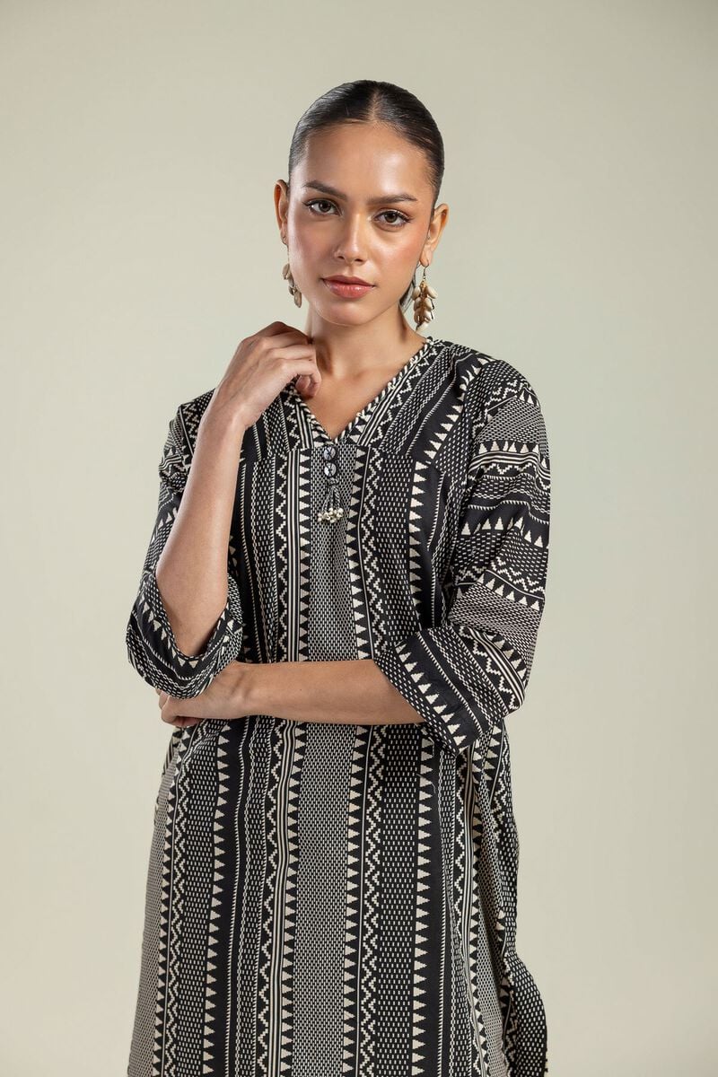 Black V-Neck Kurta