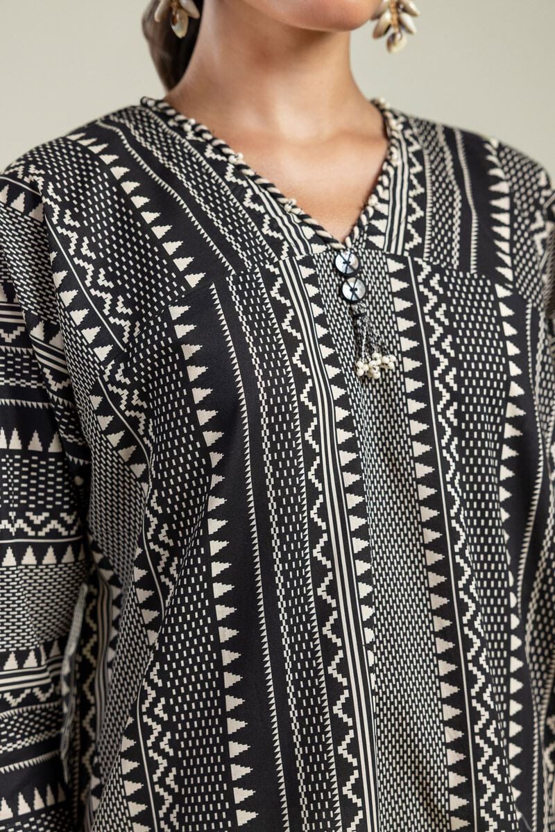 Black V-Neck Kurta