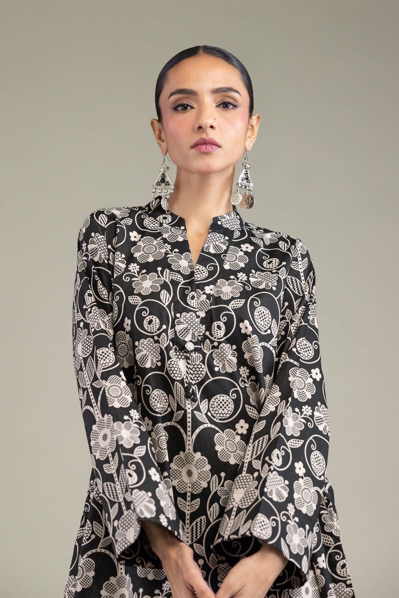Black V-Neck Kurta