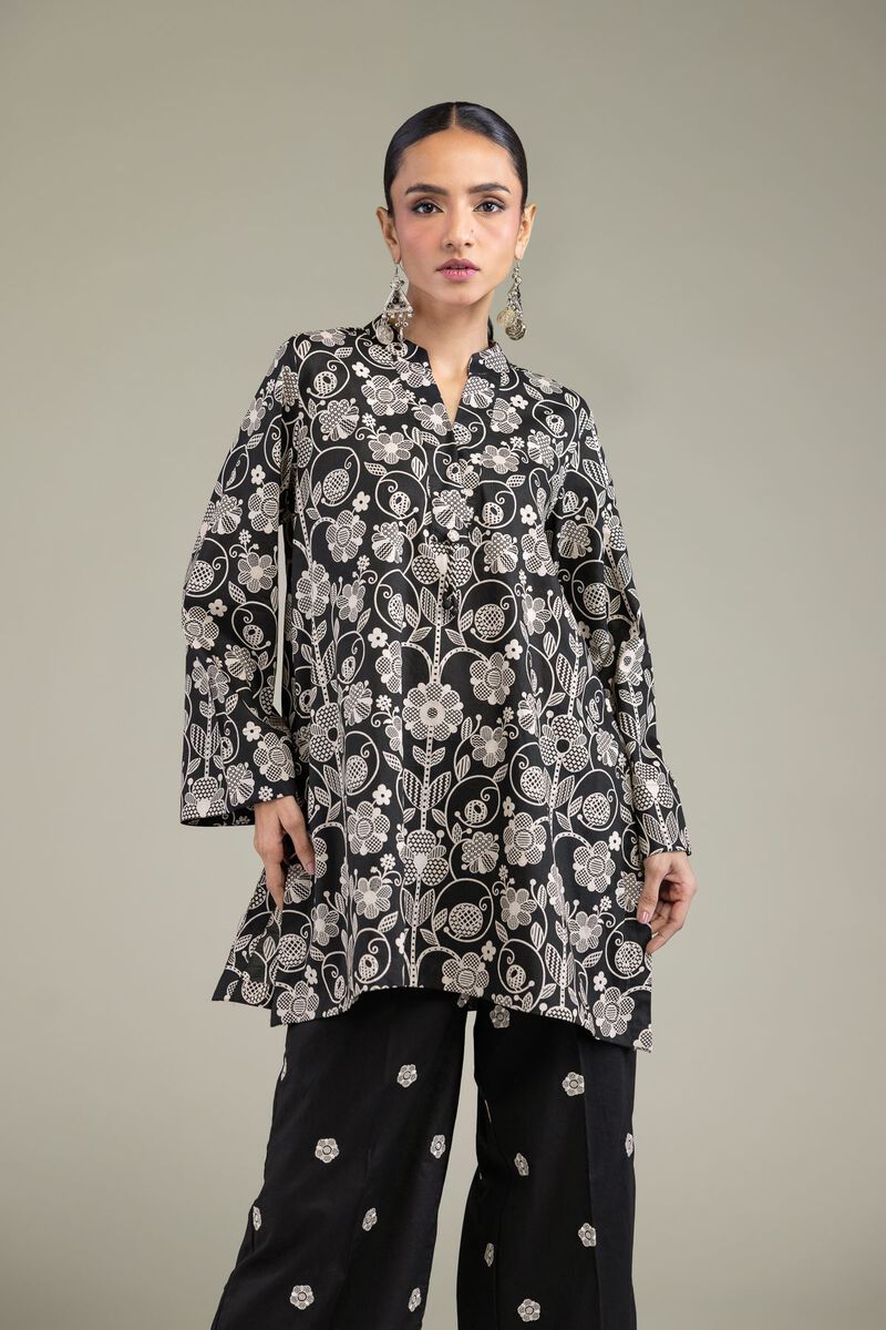 Black V-Neck Kurta