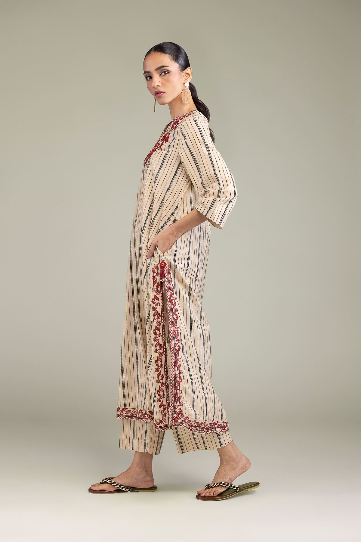 Beige Cambric Pants