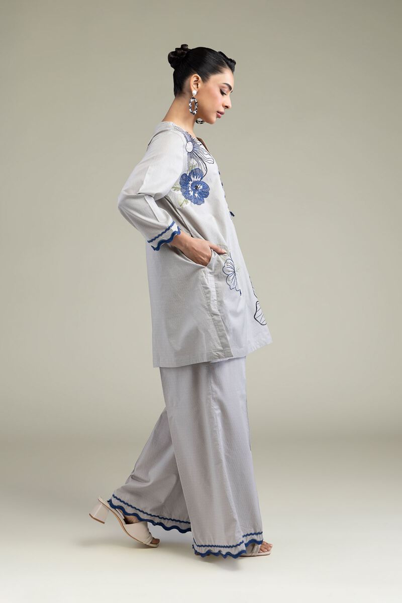 Gray Solid Pants
