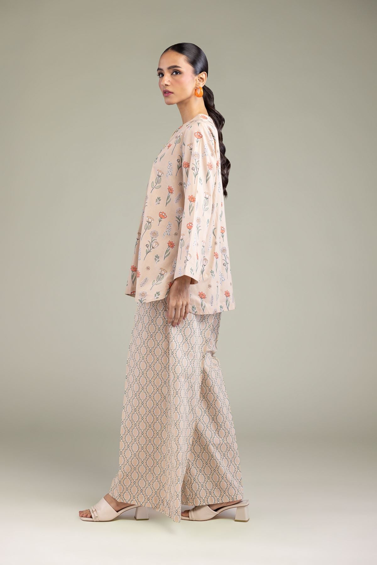 Geometric Beige Pants