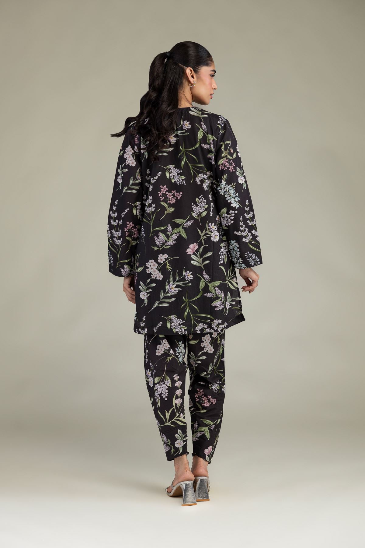 Black Floral Kurta
